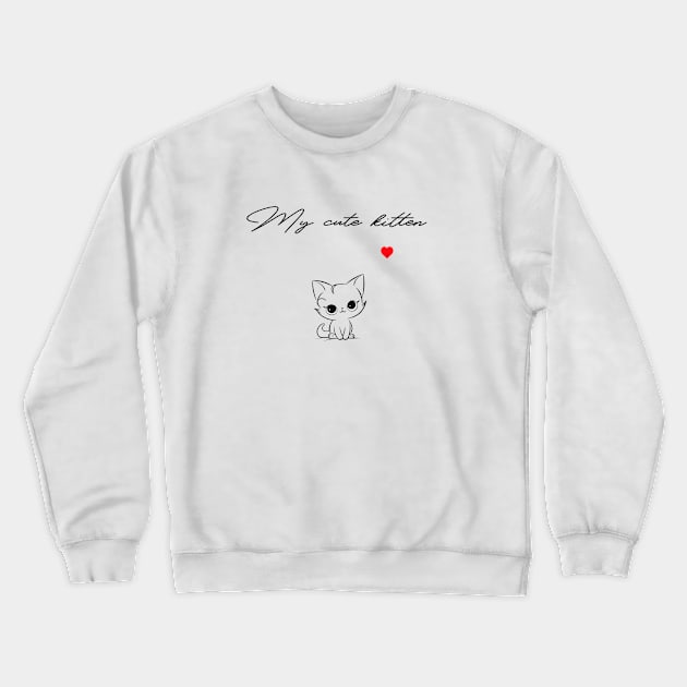 My cute kitten, red heart Crewneck Sweatshirt by NATLEX